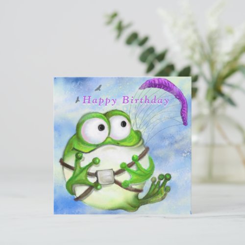 Happy Birthday _ Cute Happy Funny Frog Paraglider 