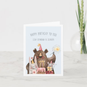 Happy Birthday Cute Kids Party Animals Card