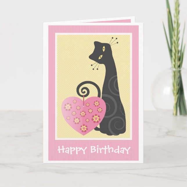 Happy Birthday Cute Kitty Greeting Card (Front)