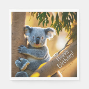 Happy Birthday Cute Koala Bear Napkins