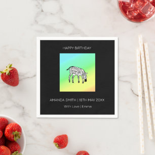 Happy Birthday, Cute Little Kenyan Zebra Napkins
