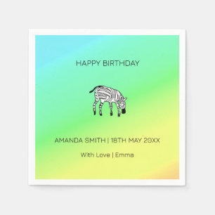 Happy Birthday, Cute Little Zebra Napkins
