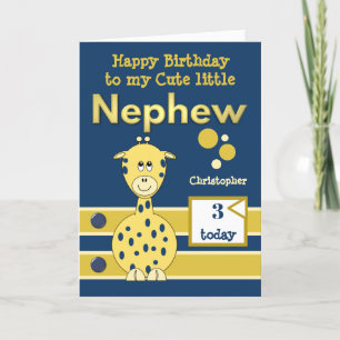 Happy Birthday cute Nephew any age navy gold Card