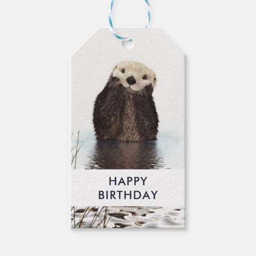 Happy Birthday Cute otter Photograph Gift Tags