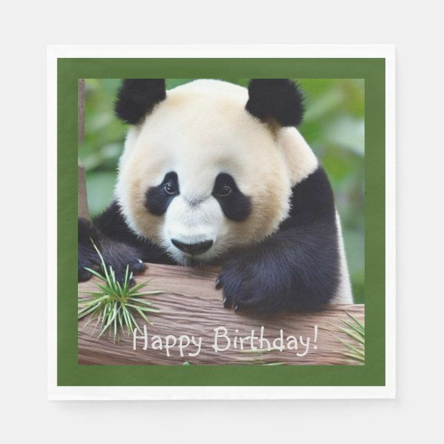 Happy Birthday Cute Panda Bear Napkins (Front)