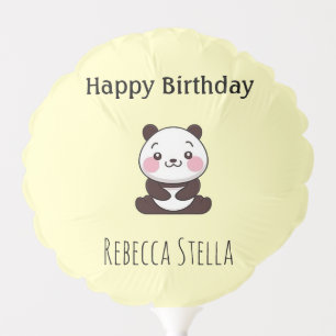 Happy birthday cute panda bear yellow balloon