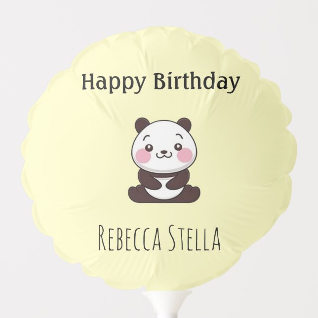 Happy birthday cute panda bear yellow balloon (Front)