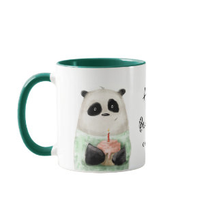 Happy Birthday Cute Panda Cake Personalized Name Mug