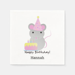 Happy Birthday Cute Parrty Mouse Napkins
