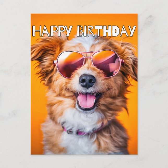 Happy Birthday Cute Party Animal Postcard (Front)