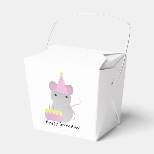Happy Birthday Cute Party Mouse Favor Boxes (Front Side)