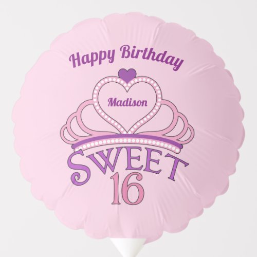 Happy Birthday Cute Personalized Sweet Sixteen Balloon