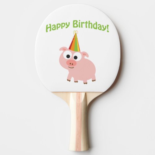 Happy Birthday Cute Pig Ping_Pong Paddle
