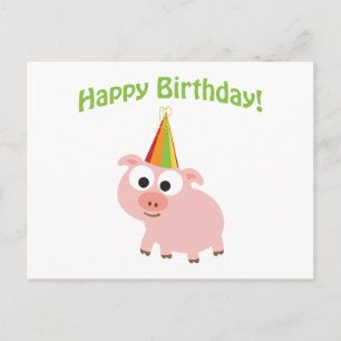 Happy Birthday! Cute Pig Postcard