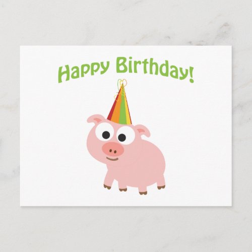 Happy Birthday Cute Pig Postcard
