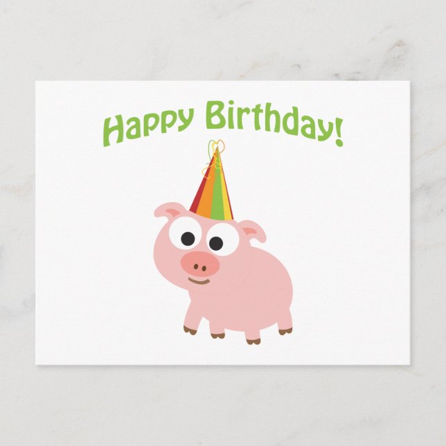 Happy Birthday! Cute Pig Postcard (Front)