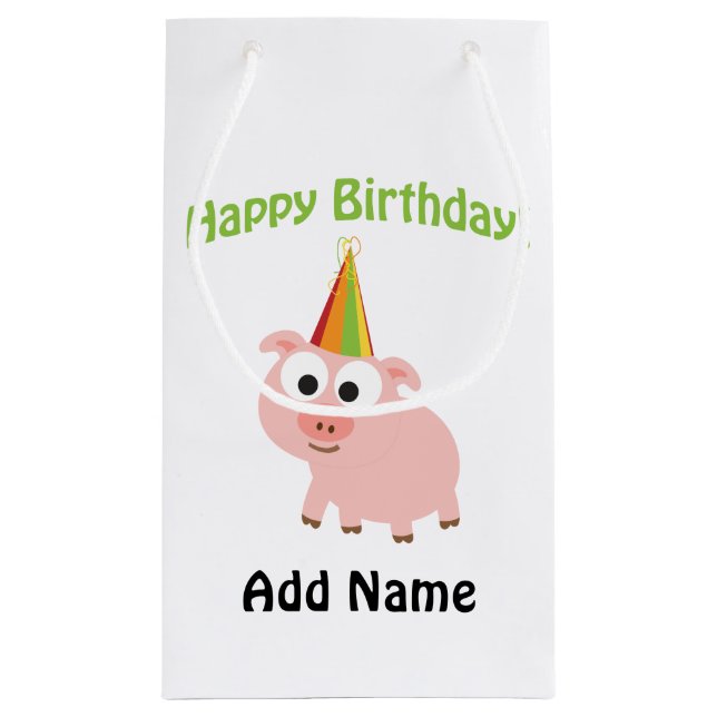 Happy Birthday! Cute Pig Small Gift Bag (Back)
