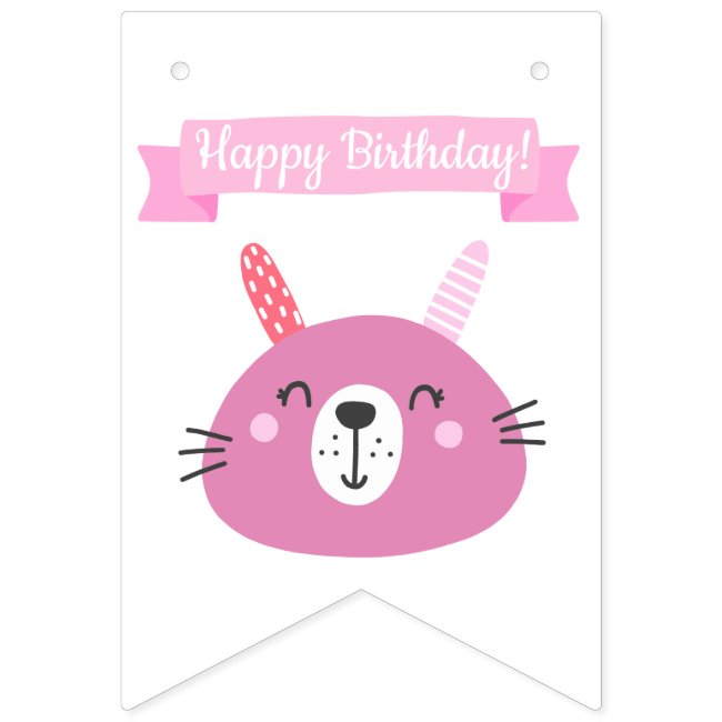Happy Birthday! | Cute Pink Bunny Kids Birthday
