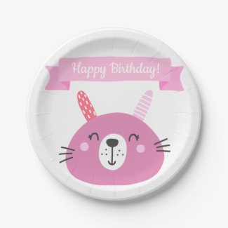 Happy Birthday! | Cute Pink Bunny Kids Birthday