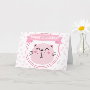 Happy birthday! Cute Pink Cat - Kids Birthday