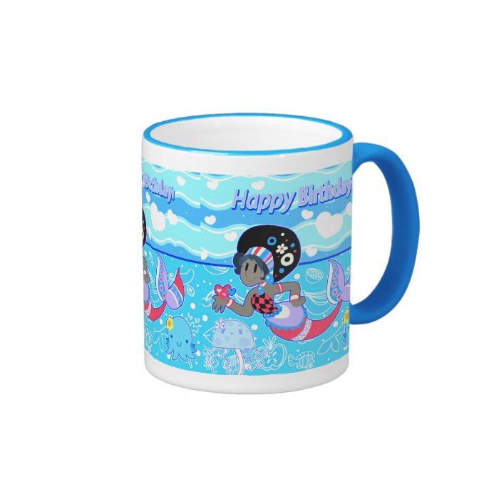 "Happy Birthday" Cute Pretty Mermaid Mugs