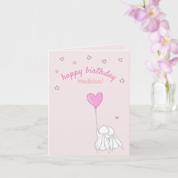 Happy Birthday! Cute Rabbits Girl's Birthday