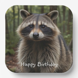 Happy Birthday Cute Raccoon   Paper Plates
