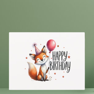 Happy Birthday - Cute Red Fox Postcard