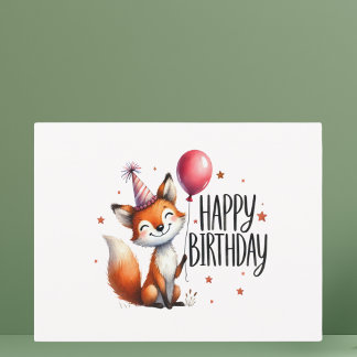 Happy Birthday - Cute Red Fox Postcard