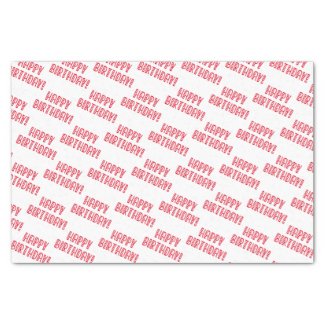 Happy Birthday! Cute Red Hearts Typography Tissue Paper