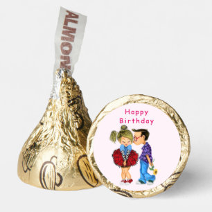 Happy Birthday Cute Romantic Couple Love Painting Hershey®'s Kisses®