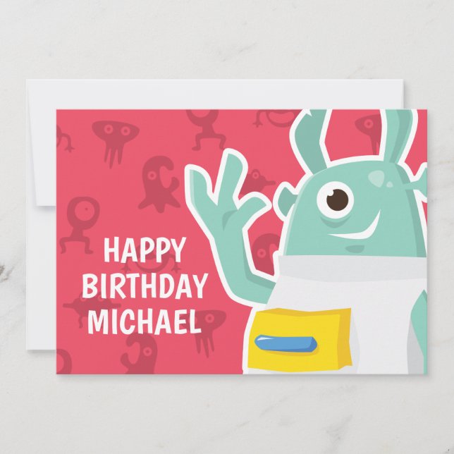 Happy Birthday | Cute Scary Monster Card (Front)