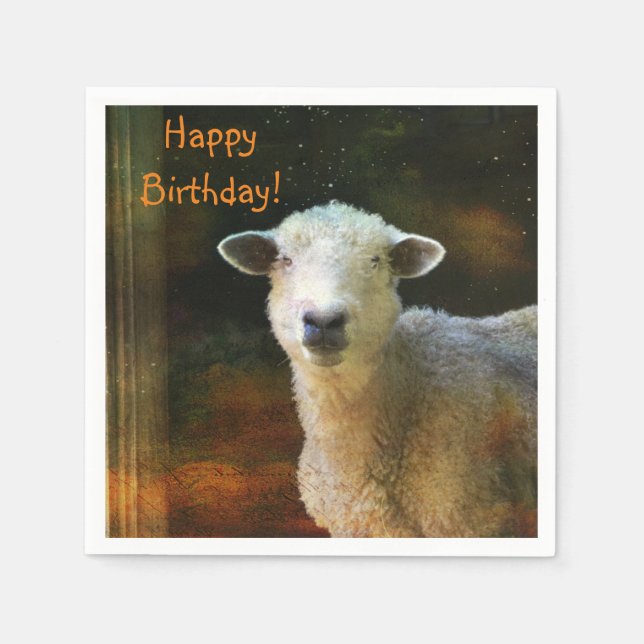 Happy Birthday Cute Sheep Napkins (Front)