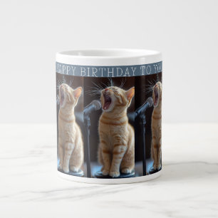 Happy Birthday Cute Singing Cats Giant Coffee Mug
