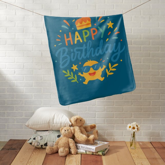 Happy Birthday | Cute Sunshine Baby Blanket (In Situ)
