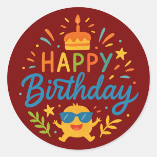 Happy Birthday Cute Sunshine Classic Round Stick Classic Round Sticker
