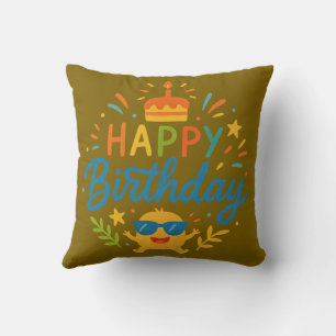Happy Birthday Cute Sunshine Throw Pillow
