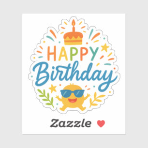 Happy Birthday Cute Sunshine Vinyl Sticker Sheet