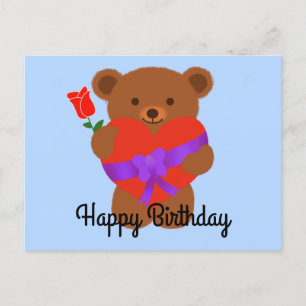 Happy Birthday Cute Teddy Bear #1 Postcard