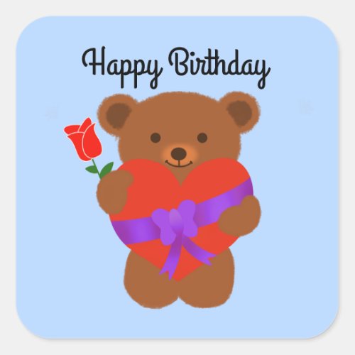 Happy Birthday Cute Teddy Bear 1 Stickers