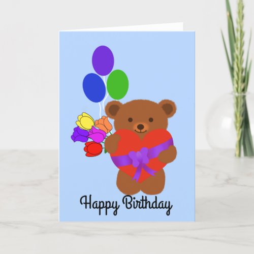 Happy Birthday Cute Teddy Bear 4 Card
