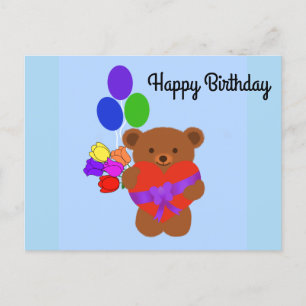 Happy Birthday Cute Teddy Bear #4 Postcard