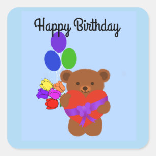 Happy Birthday Cute Teddy Bear #4 Stickers