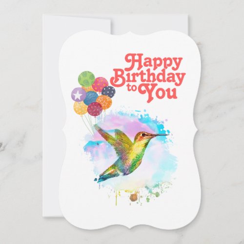 Happy Birthday Cute Watercolor Hummingbird  Holiday Card