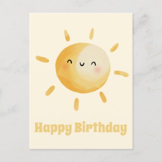 Happy Birthday! Cute Watercolor Sun