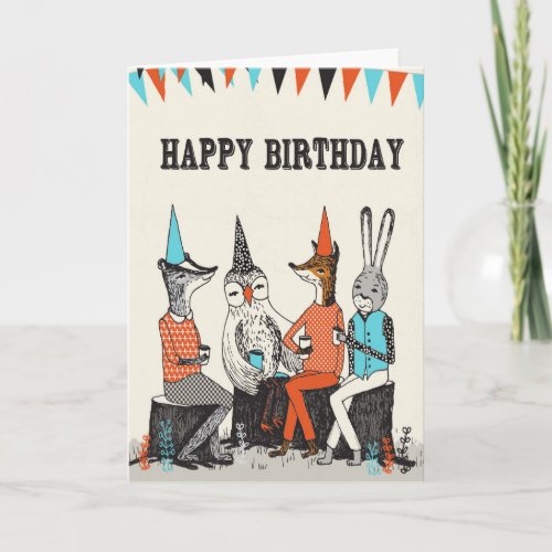 Happy Birthday  Cute Woodland Animals Greetings Card