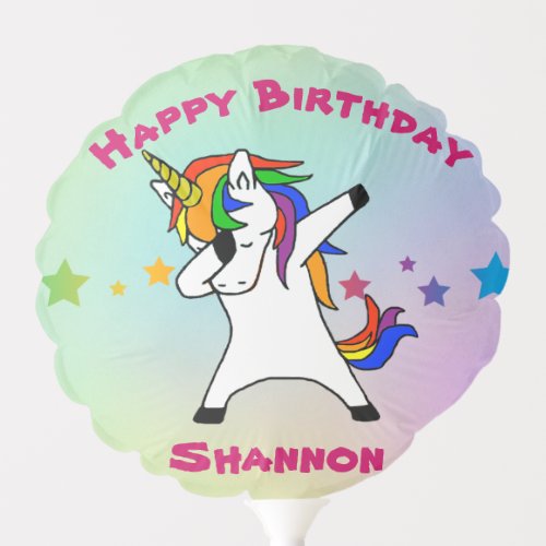 Happy Birthday Dabbing Unicorn Rainbow Custom Balloon