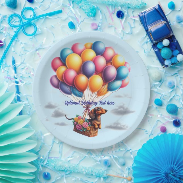 Happy Birthday  Dachshund Balloons Paper Plates (Party)
