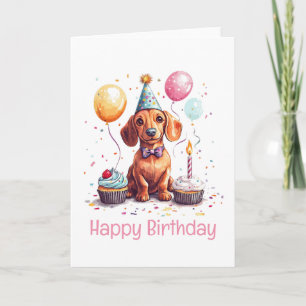 Happy Birthday Dachshund Dog Card