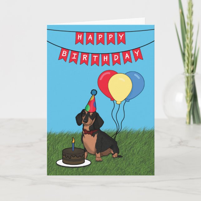 Happy Birthday Dachshund Dog Card (Front)